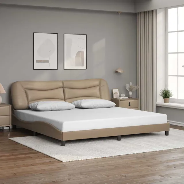 vidaXL Bedframe zonder matras "Hvar" kunstleer cappuccinokleurig 200x200 cm Bruin