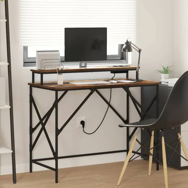 vidaXL Bureau Gerookt eiken 100 x 50 x 86,5 cm Bewerkt hout Bruin