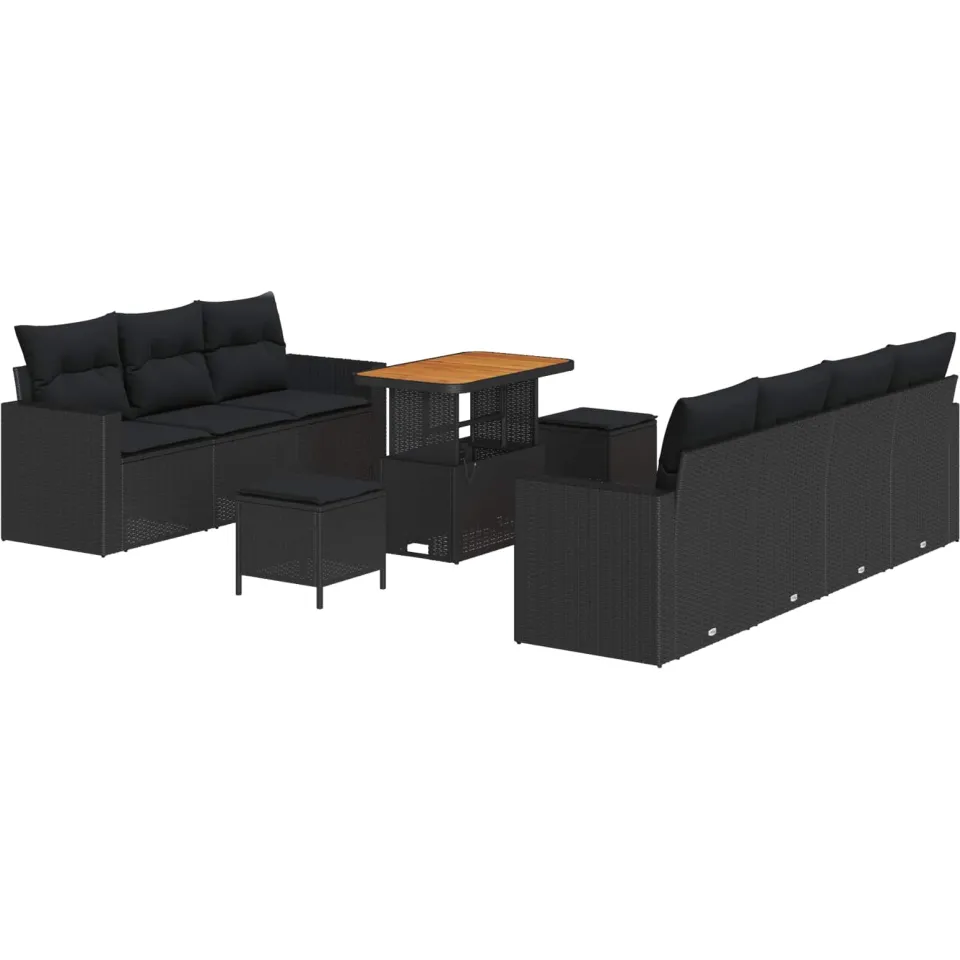 vidaXL Tuin Sofa Set 10 st Zwart poly rattan