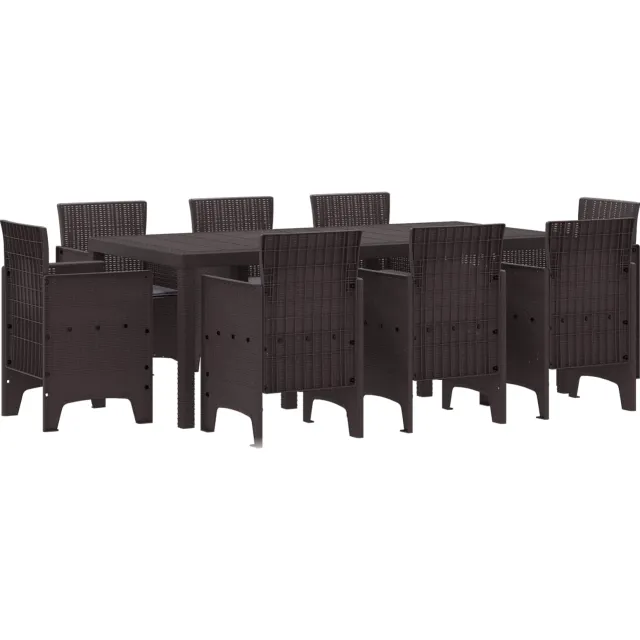 vidaXL Tuin eettafelset 9 st Bruin Polypropyleen