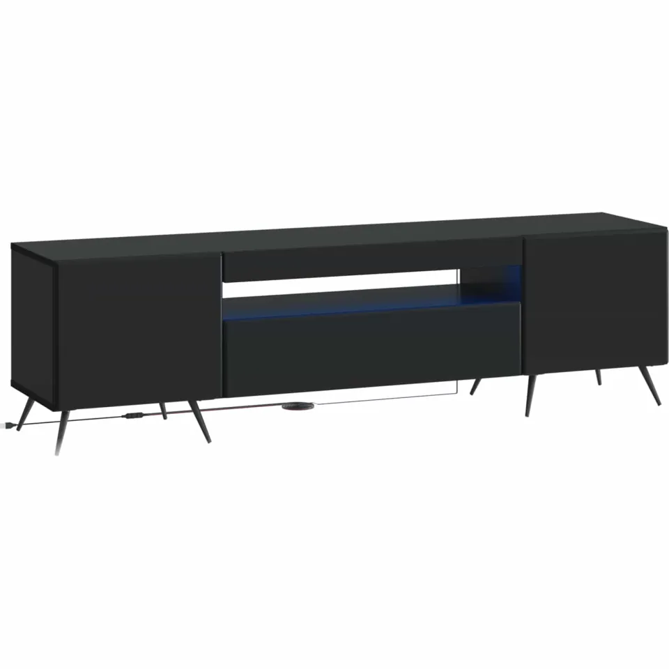vidaXL LED tv-meubel Zwart Bewerkt hout, foto 3