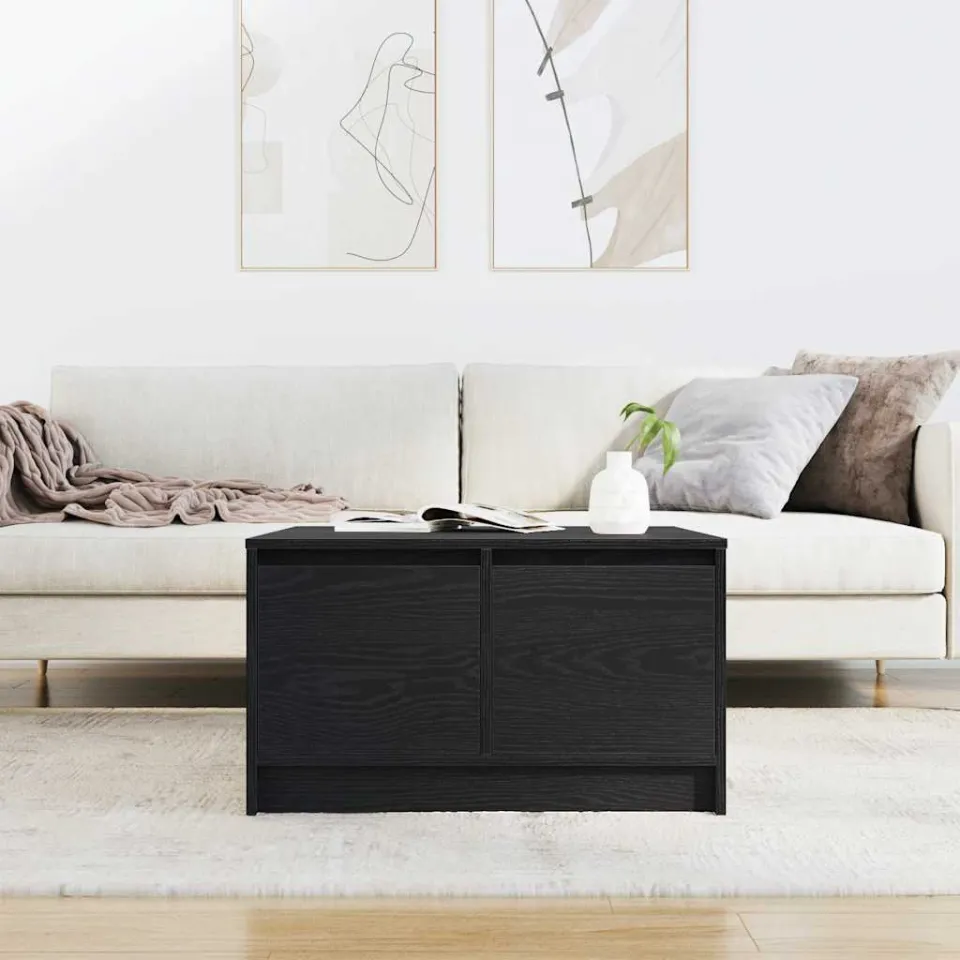 vidaXL Salontafel met lades 70,5x70x40 cm zwart eikenkleurig, foto 3