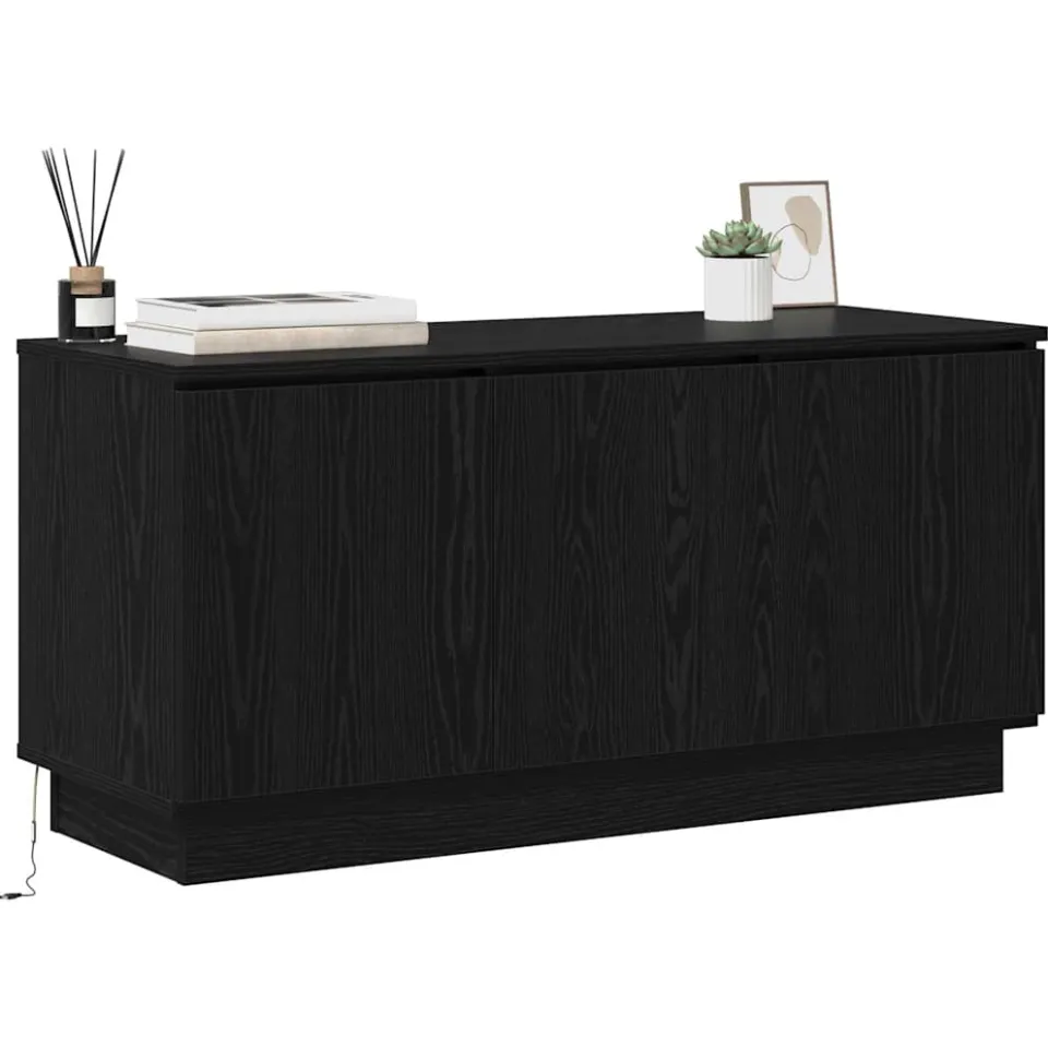 vidaXL TV-kast 100 x 38 x 49 cm Zwart Eiken Bewerkt hout