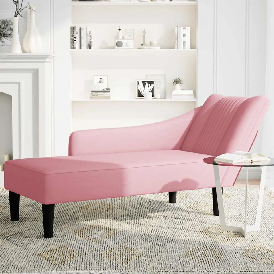 vidaXL Chaise longue met rechterarmleuning fluweel roze, foto 3