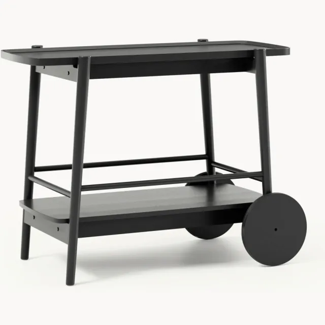 Westwing Collection Houten drankentrolley Libby zwart