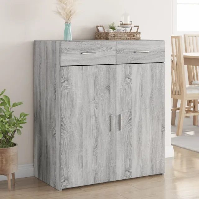 vidaXL Dressoir 80x42,5x93 cm bewerkt hout grijs sonoma eikenkleurig, foto 2