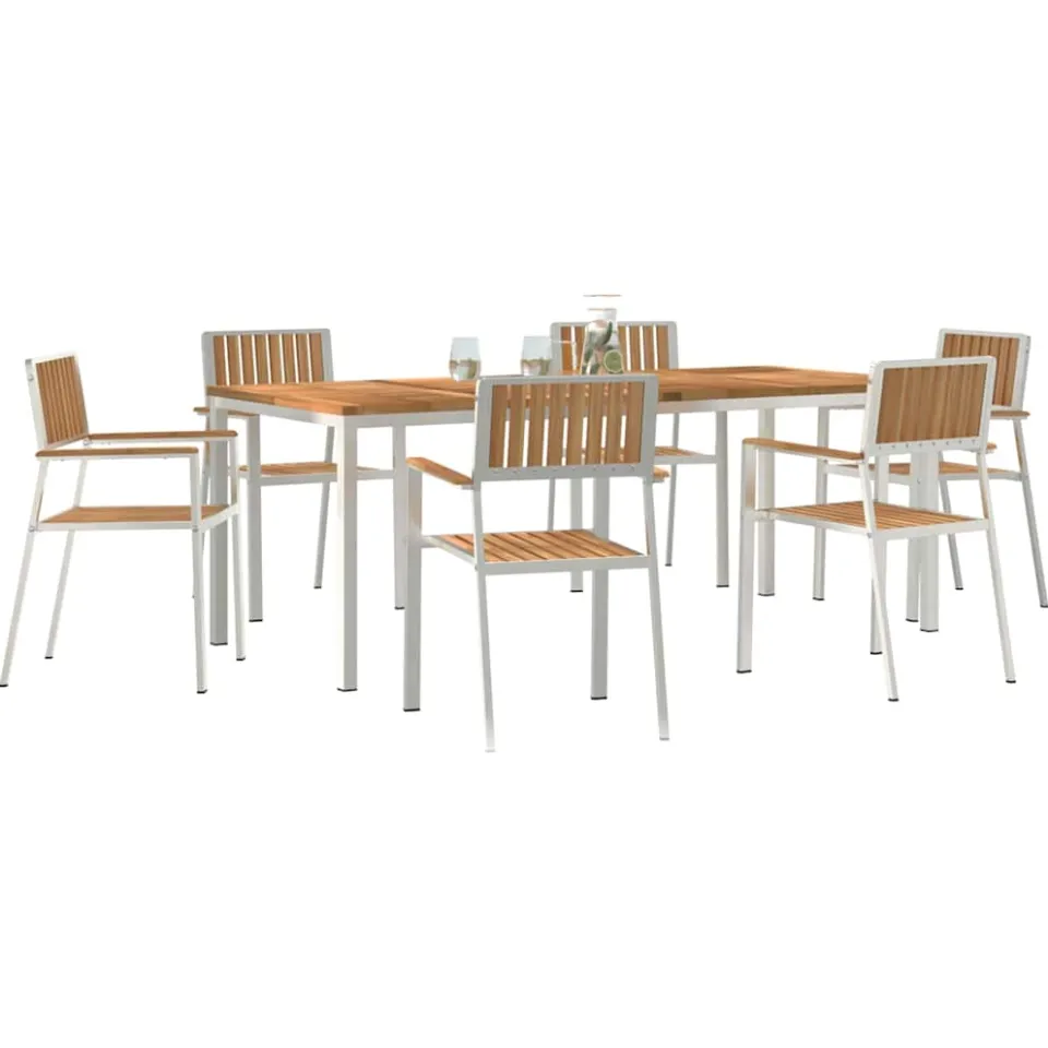 vidaXL Buiten eettafelset 7 st 200 x 90 x 75 cm bruin