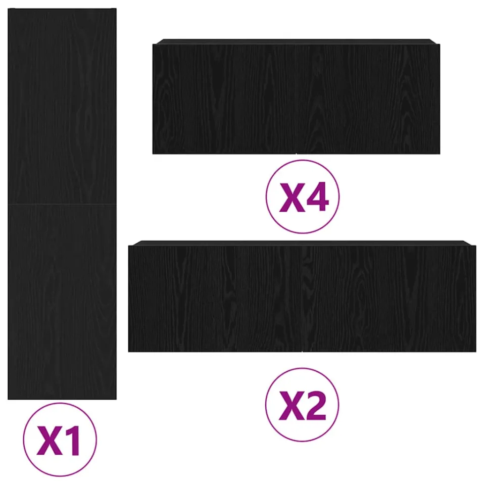 vidaXL TV Cabinet Set 9 st 30,5 x 30 x 110 cm Zwart Eiken, foto 4