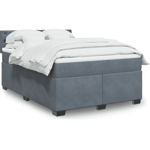 vidaXL Boxspring met matras fluweel donkergrijs 140x190 cm grijs