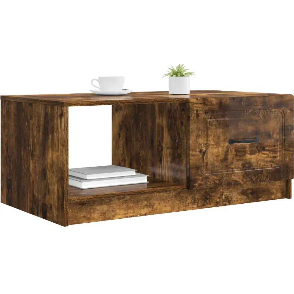 vidaXL Salontafel Gerookt eiken 90 x 50 x 37 cm Bewerkt hout Bruin
