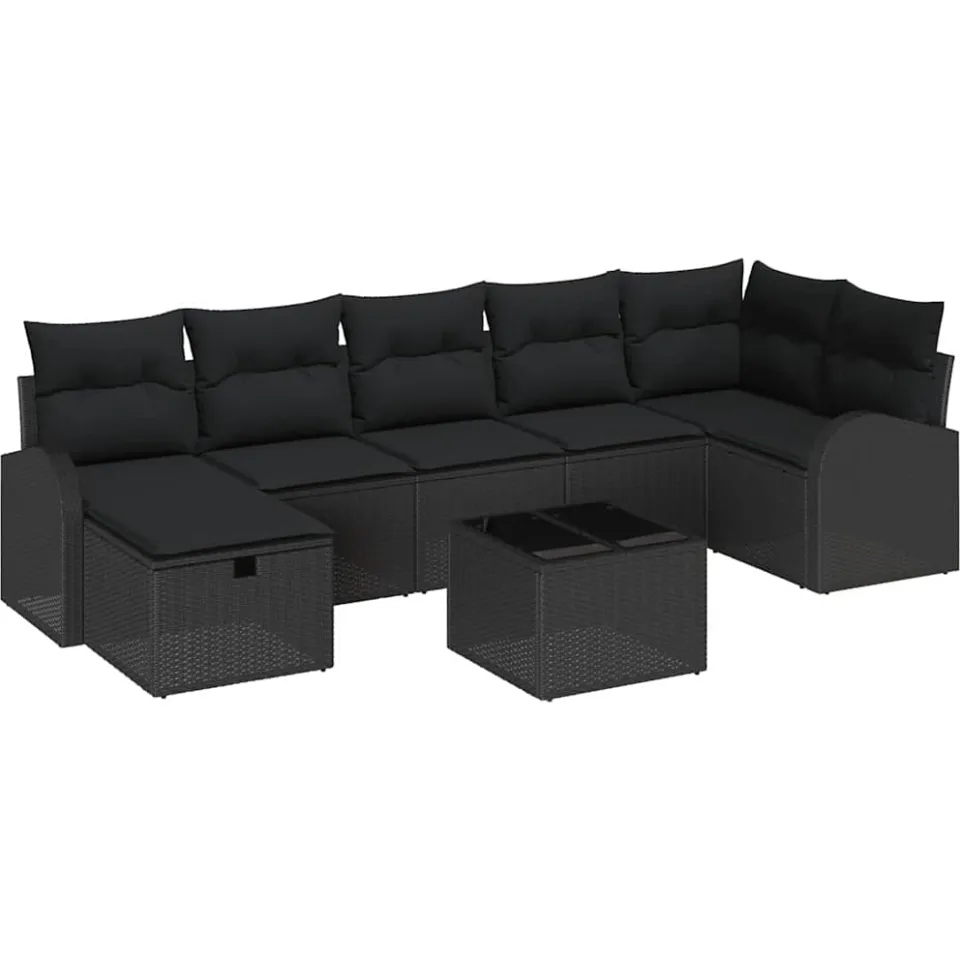 vidaXL Tuin Sofa Set 8 st Zwart poly rattan