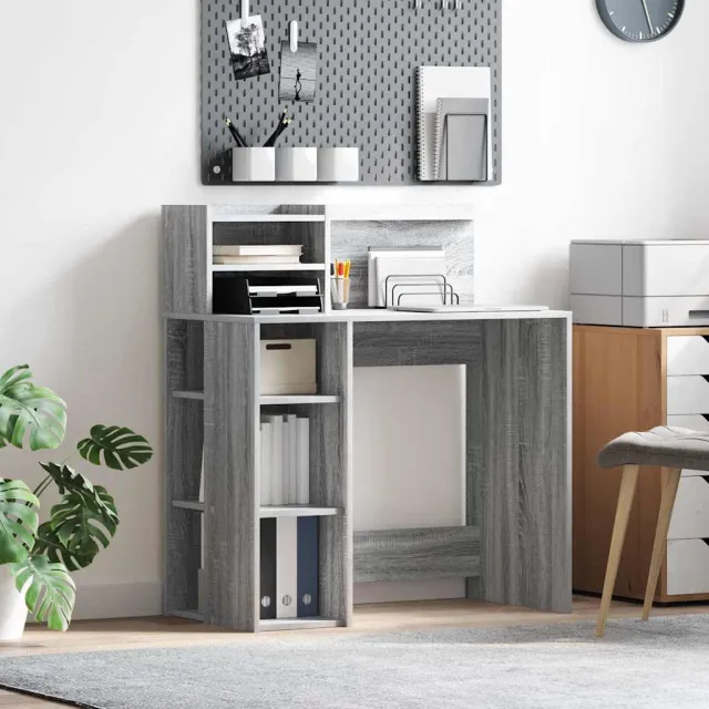 vidaXL Bureau Grijs Sonoma 90 x 48 x 101,5 cm Bewerkt hout, foto 2