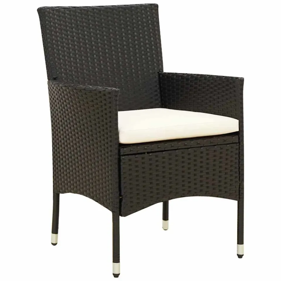 vidaXL 5-delige Tuinset met kussens poly rattan zwart