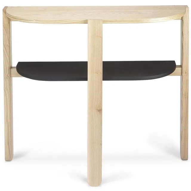 Unyqoos Stijlvolle consoletafel van essenhout voor uw interieur in zwart en natuur Bruin