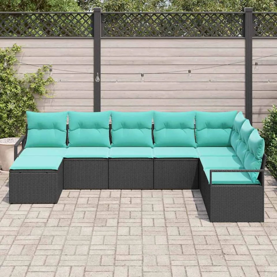 vidaXL Bankstel 8 st Zwart poly rattan, foto 3