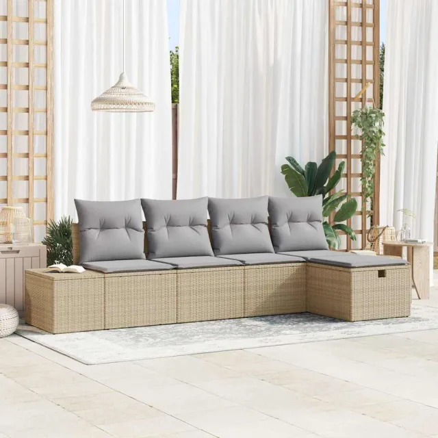 vidaXL Tuin Sofa Set 6 st Beige poly rattan, foto 2