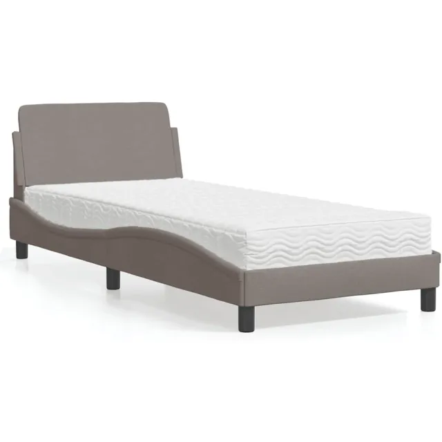 vidaXL Bed met matras "Dover" stof taupe 90x200 cm