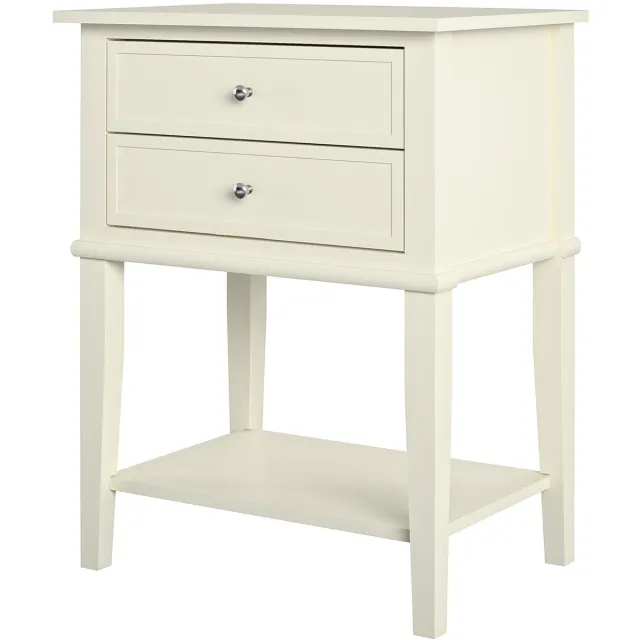 Notio Living Franklin-Nachtkastje met 2 laden in wit MDF