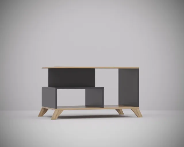 Meubel Square Salontafel SINDI - Antraciet - Eiken - 90cm - Scandinavische stijl