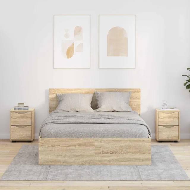 vidaXL Nachtkastjes 2 st Sonoma Eiken 30,5 x 30 x 43 cm Bewerkt hout Bruin