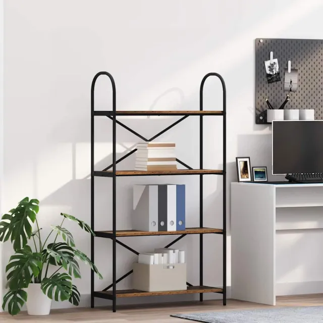 vidaXL Boekenkast 4-laags 80 x 30 x 146 cm Bewerkt hout Oudhout bruin, foto 2