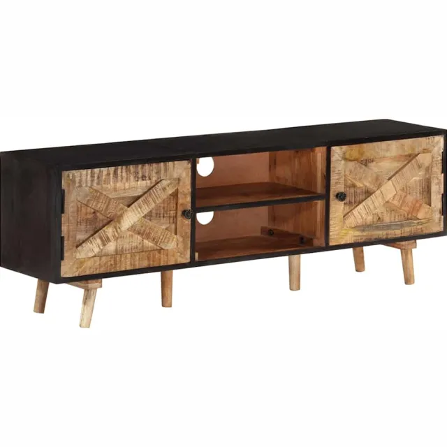 vidaXL Tv-meubel 140x30x46 cm ruw mangohout en massief acaciahout Bruin