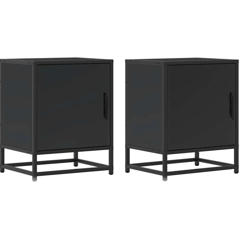 vidaXL Nachtkastjes 2 st 40x31x50 cm bewerkt hout en metaal zwart