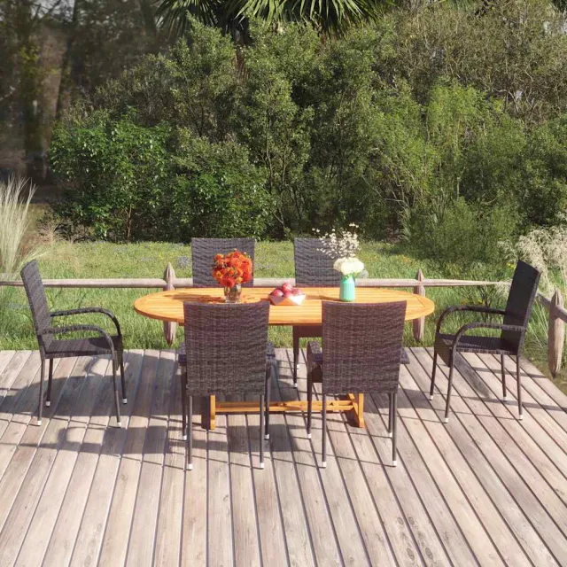 vidaXL 7-delige Tuinset poly rattan zwart, foto 2