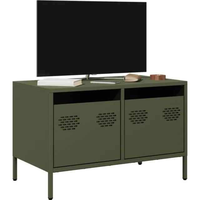 vidaXL Tv-meubel 68x39x43,5 cm koudgewalst staal olijfgroen