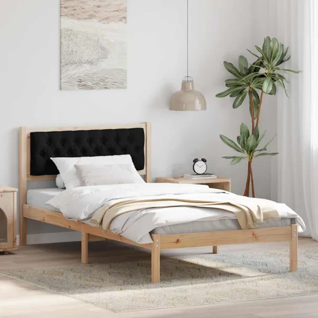 vidaXL Bedframe met hoofdeinde Zwart 100 x 200 cm Massief grenenhout Bruin