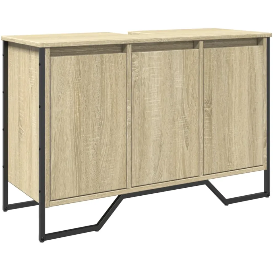 vidaXL Wastafelkast 91x35x60 cm bewerkt hout sonoma eikenkleurig