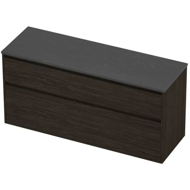 Proline Deck Badmeubelset Hardsteen Greeploos Asymmetrisch Kader 140x46x67 cm Blue Stone Mokka Oak Eiken