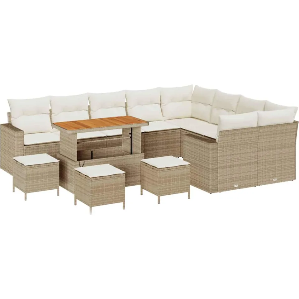 vidaXL Tuinbankenset 13 st Beige poly rattan