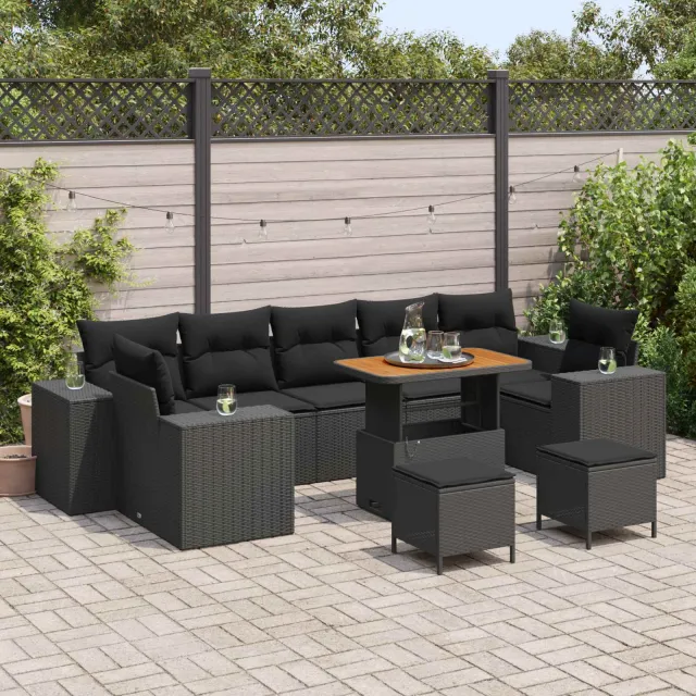 vidaXL Tuin Sofa Set 10 st Zwart poly rattan, foto 2