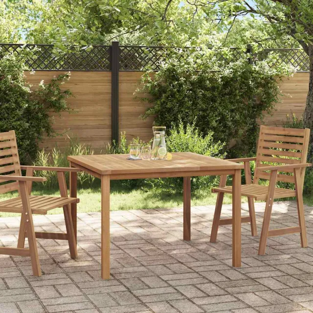 vidaXL Tuintafel 110x110x77 cm massief teakhout bruin, foto 2