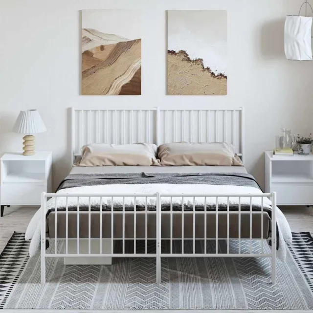 vidaXL Bedframe met hoofd- en voeteneinde metaal wit 150x200 cm