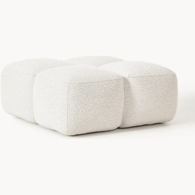Westwing Collection Bouclé poef Tayla Wit