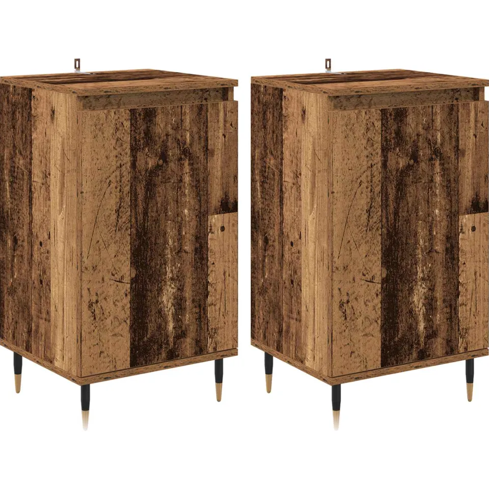 vidaXL Dressoir 2 st Oud Hout 40 x 35 x 70 cm Gemonteerd hout en ijzer bruin, foto 3