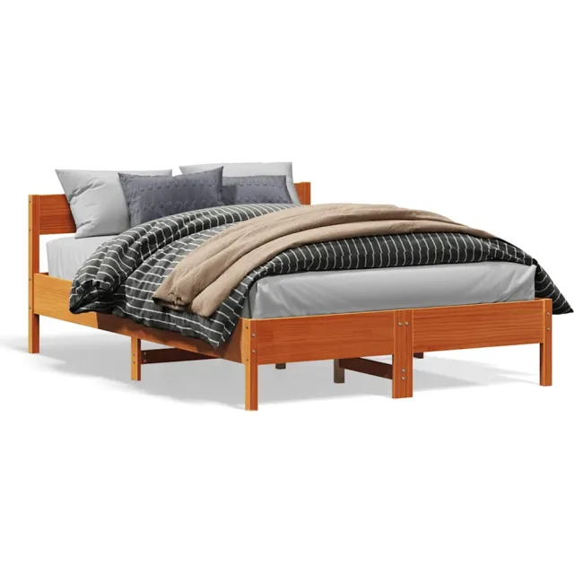 vidaXL Bedframe zonder matras massief grenenhout wasbruin 150x200 cm