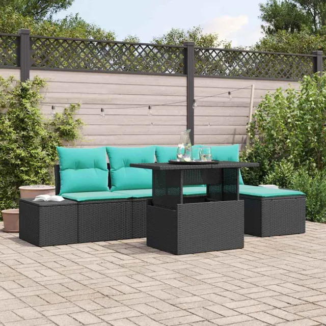 vidaXL Tuin Eetset 6 st Zwart en Blauwgroen, foto 2