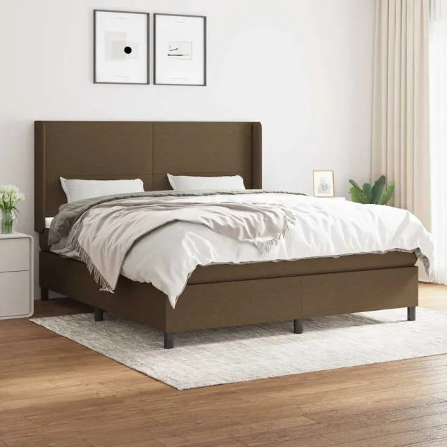 vidaXL Boxspring met matras stof donkerbruin 160x200 cm bruin