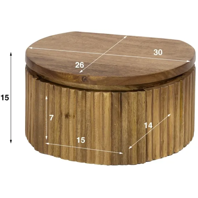 Dimehouse Zwevend nachtkastje Curve rond 1-lade mangohout zand Massief mango zand