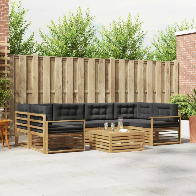 vidaXL Buiten bankenset 7 st 6-zits Wit en antracietkleurig Polyester