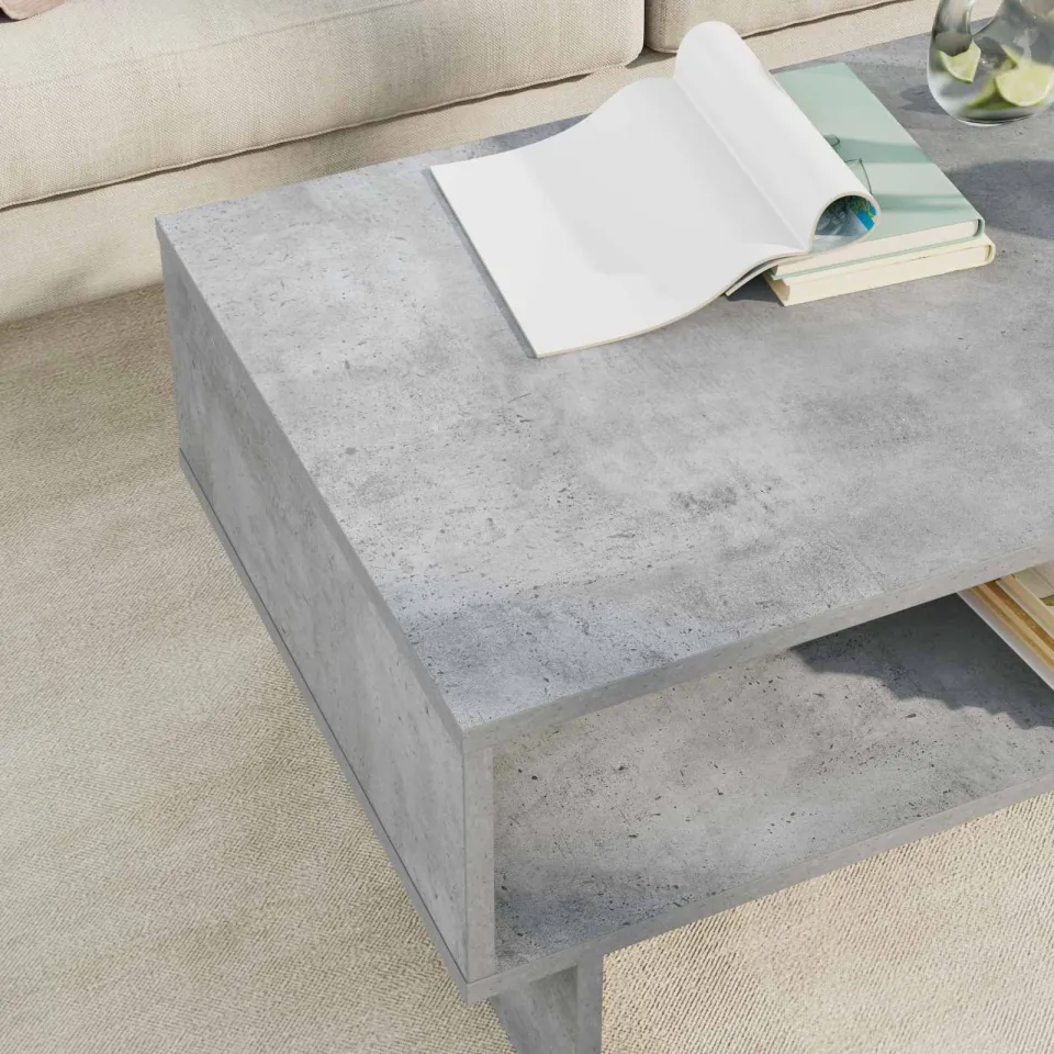 vidaXL Salontafel Beton Grijs 80 x 46 x 35 cm Bewerkt hout, foto 4