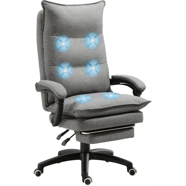 Vinsetto massage bureaustoel - linnen - 70 cm x 62 cm x 130 cm - grijs