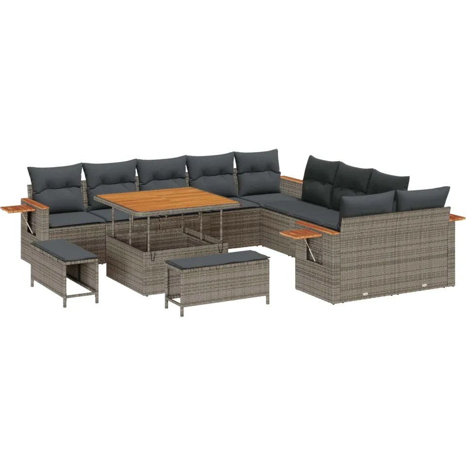 vidaXL Tuinbankenset 13 st Grijs poly rattan