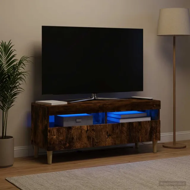 vidaXL LED tv-meubel Gerookt eiken Bewerkt hout, foto 2