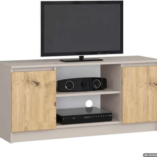 Akord TV-meubel / Kasjmier / 120 cm / 2 Deuren / Kleur Artisan Eiken Mat / 2 Planken / 120 x 40 x 55 cm Kasjmier / Artisan Eiken