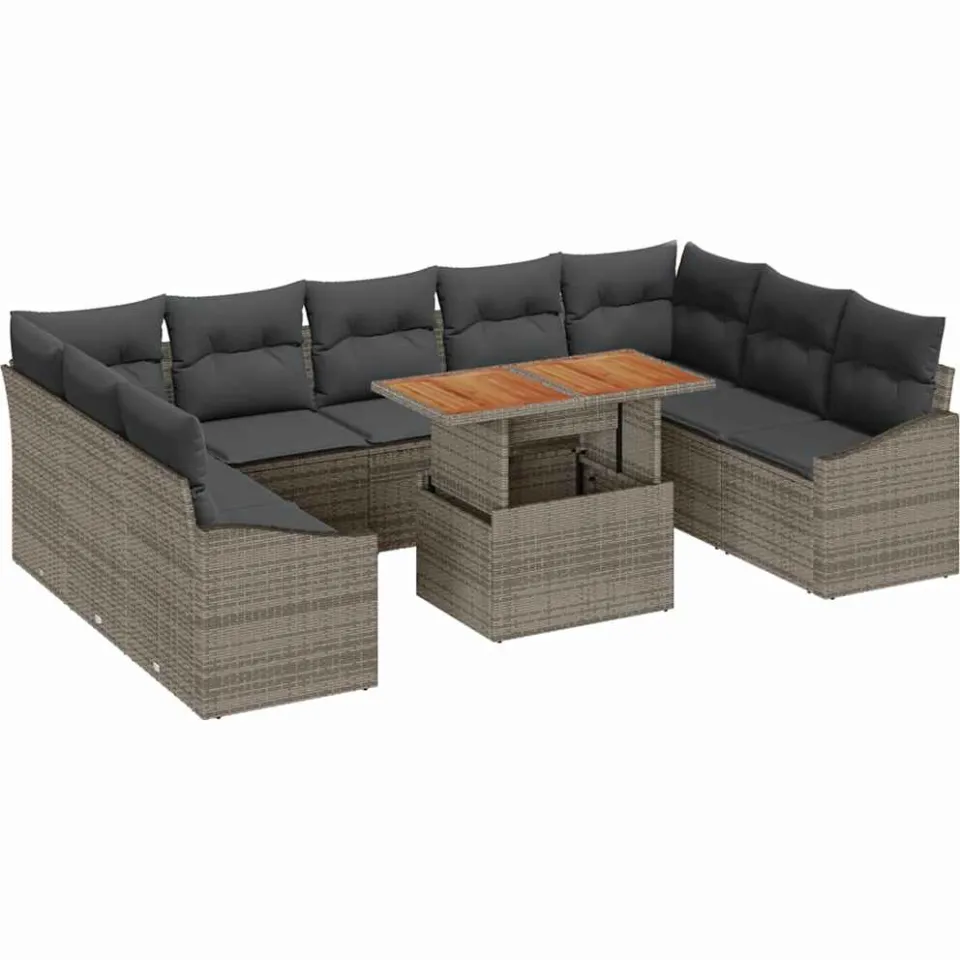 vidaXL Tuin Sofa Set 10 st Grijs Poly riet