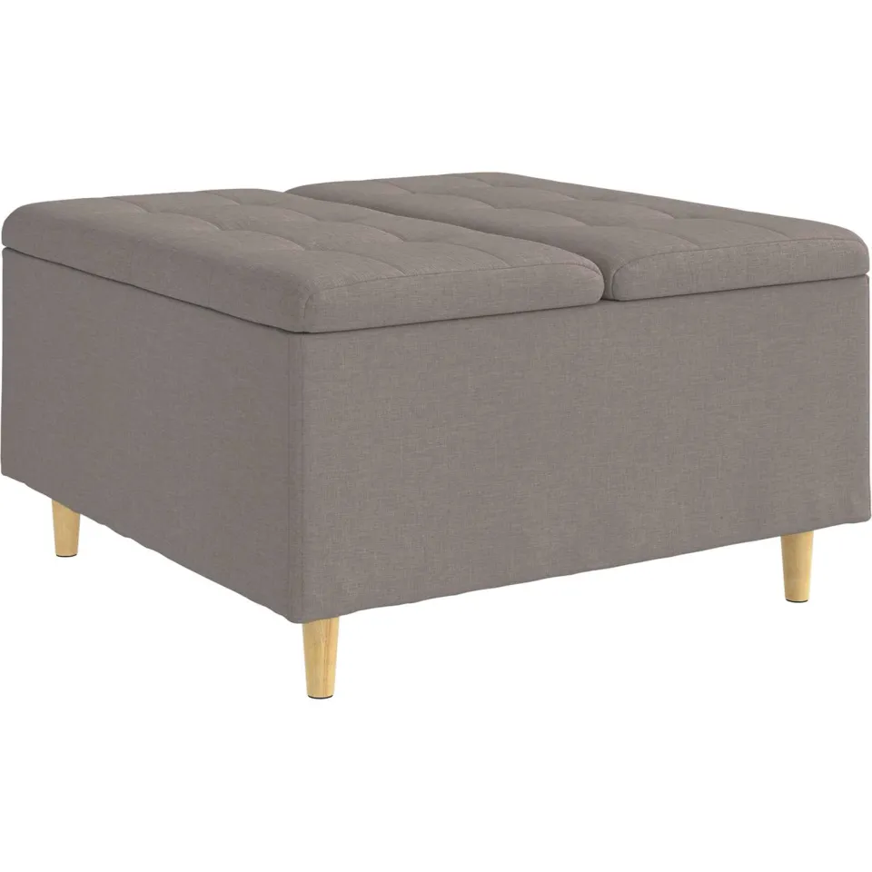 vidaXL Ottoman met Opbergruimte Taupe 80 x 80 x 45 cm Stof, foto 3